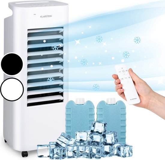 Klarstein Icewind Max air cooler met water - 6l 330 m³/h - luchtkoeler ventilator luchtbevochtiger functie - air conditioner portable - mobiele airco zonder afvoerslang met 4 snelheden - aircondition