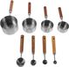 Tasses à mesurer et cuillères de cuisine en acier inoxydable, 8 pièces, avec manche en bois, résistant à la chaleur pour la cuisine et la pâtisserie