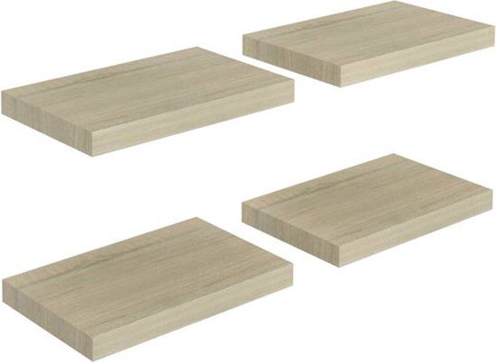 vidaXL Wandschappen zwevend 4 st 40x23,5x3,8 cm MDF eikenkleurig