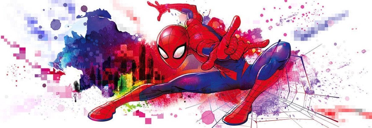 KOMAR Spider-Man Graffiti Art Papier Fotobehang 368x127cm 4-Delen
