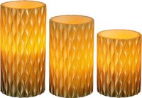 Mica Decorations Bougies LED/bougies sur socle - 3x - or - 10/12.5/15 cm