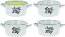 Excellent Houseware Soepkommen/serveer schaaltjes - 6x - porselein - 500ml - lichtblauw - met oor