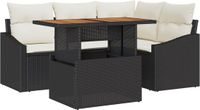 vidaXL Tuinbank Set 5-delig Zwart Polyrattan