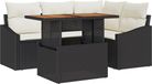 vidaXL Tuinbank Set 5-delig Zwart Polyrattan