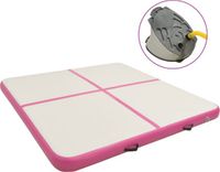 vidaXL Gymnastiekmat met pomp opblaasbaar 200x200x10 cm PVC roze