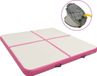 vidaXL Gymnastiekmat met pomp opblaasbaar 200x200x10 cm PVC roze