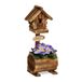 Relaxdays decoratief vogelhuisje met bloempot, dennenhout, rustiek design, HxBxD: 41 x 15 x 15 cm, decoratie, naturel
