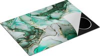 Chefcare Inductie Beschermer Abstracte Kunst - Blauwe Marmer met Goud - 75x50 cm