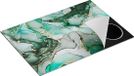 Chefcare Inductie Beschermer Abstracte Kunst - Blauwe Marmer met Goud - 75x50 cm