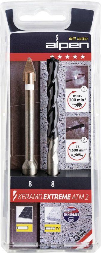 ALPEN Keramo extreme ATM2 300082100 Glas- en keramiekborenset 2-delig 8 mm 1/4 (6.3 mm), Cilinderschacht 1 set(s)