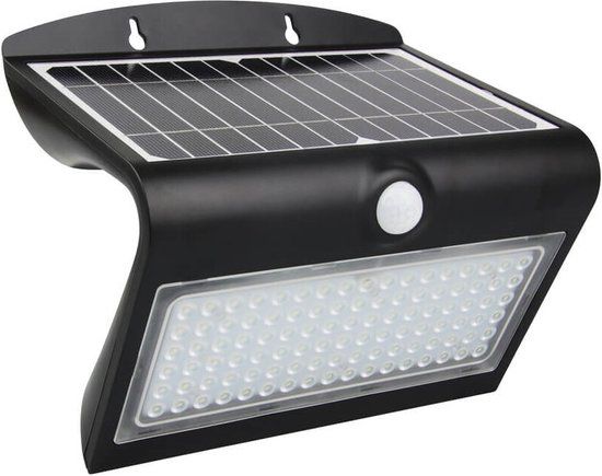 RexTech Solar Wandlamp Carl III met Bewegingssensor - Zwart - LED - Zonne-energie