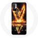 Maniacase Hoesje voor Xiaomi Redmi Note 10T 5G Vikingserie Seizoen 6 Logo V Zwaard van Vuur Zwarte Achtergrond