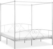 Prolenta Maison Exclusive - Cadre de lit à baldaquin en métal blanc 200 x 200 cm