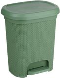 Alpina Prullenbak pour salle de bain avec pédale - plastique - 6,5 litres - aspect rotin - vert