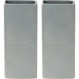 Excellent Houseware Waterverdamper radiator - 2x - grijs - met relief - kunststeen - 18 cm - luchtbevochtiger