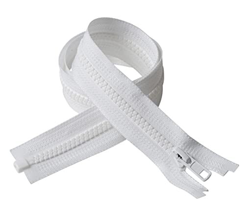 IPEA Ritssluiting lengte 55 cm - kleur wit - 2 stuks - ketting maat #5 - deelbare ritssluitingen voor inrichting, naaien - ritssluiting - breedte 30 mm