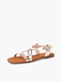 Pisamonas Sandalen met riempjes, ovale gesp, Champagne