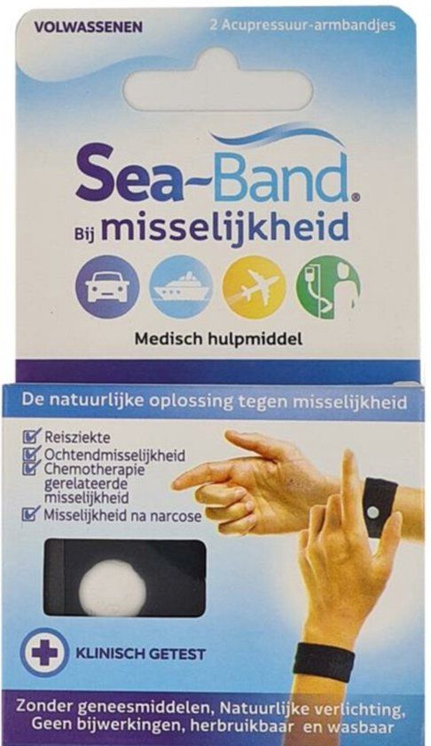 Seaband Volwassenen - Acupressure Polsband - 2 stuks - Zwart