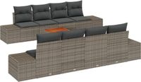 vidaXL Tuinbank Set 9-delig Grijs Polyrattan