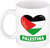 Bellatio Decorations Hartjes vlag Palestina koffiemok - drink beker - white - 300 ml