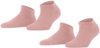 FALKE Happy 2-Pack kort eenkleurig katoen multipack sneakersokken enkelsokken dames roze - maat 39-42