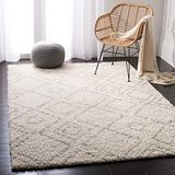 Safavieh Arizona Shag Collection, vloerkleed voor woonkamer, eetkamer, slaapkamer, korte pool, ivoor en beige, 122 x 183 cm