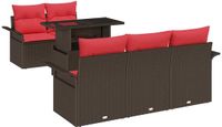 vidaXL Tuinbank - Set - 6 - st - 5-zits - Bruin - Polyrotan