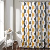 Lush Decor Mid Century Geo douchegordijn, 182 x 182 cm, goud en grijs