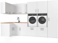 Wasophoogte® Wasmachine Kast Porto - Wasmachine verhoger - Wasmachine ombouw - 700(D)*3680(B)*2110(H) mm - Wit