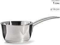 Weis sauspan/boterpan met sandwichbodem Ø14 cm - 1 liter - met maatverdeling en dubbele schenktuit