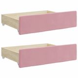 vidaXL - Bedlades - 2 st - bewerkt hout en fluweel - roze