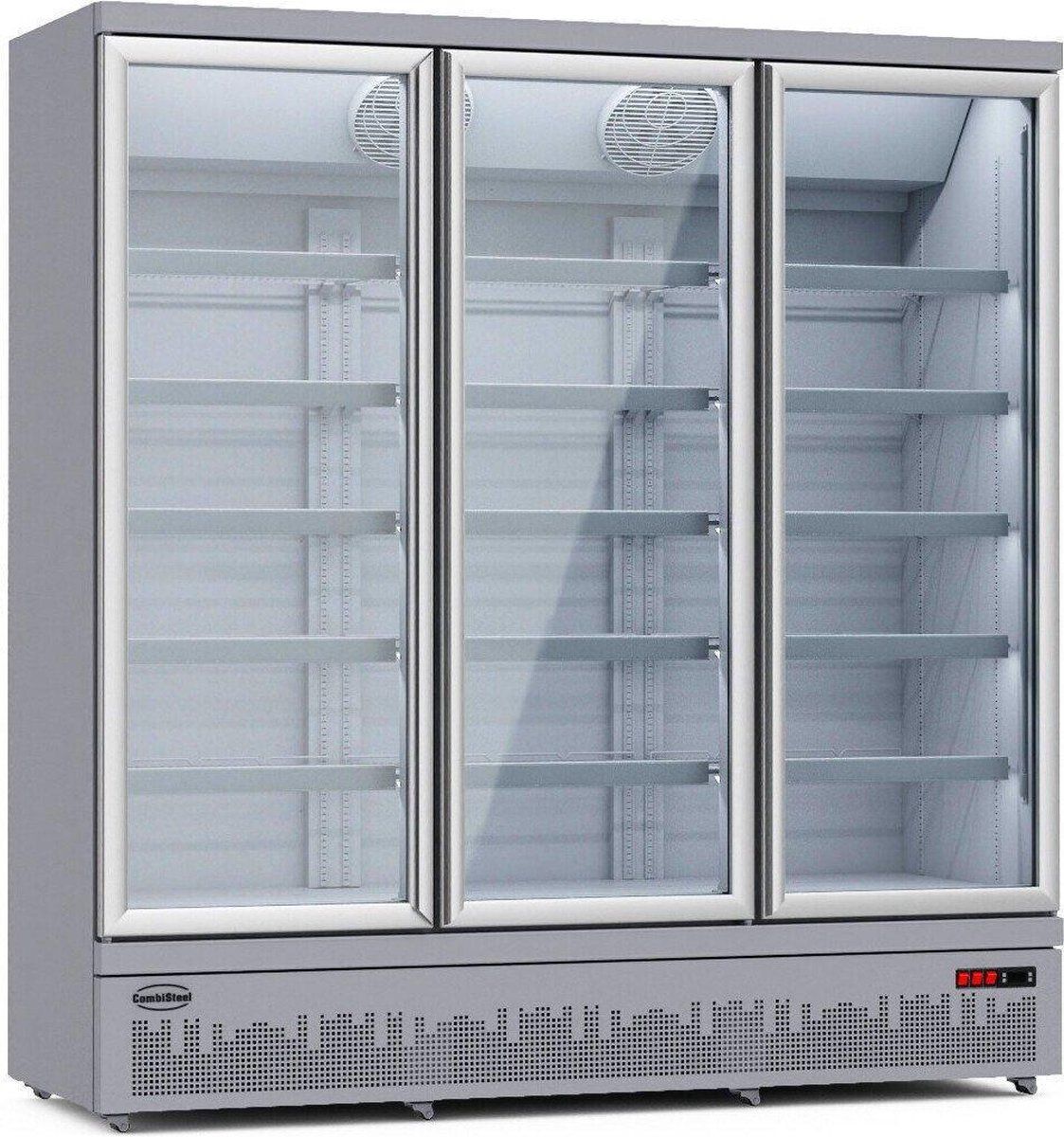 Professionele Display vrieskast | 3 Glasdeuren | 1450 L | wit-zilver | Horeca
