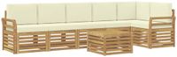 vidaXL Buiten bank set 7 st Wit en crèmekleurig Polyester