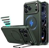 ESR Hoesje Geschikt voor iPhone 17 Pro - Cyber Tough Stand - Compatibel met MagSafe / Qi2 - Back Cover met Standaard - Kickstand - Camera Control - Groen