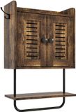 Merkloos Hangkast met handdoekhouder - 61x40x17,5 cm - bruin