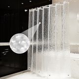 OTraki Douchegordijn 180 x 200 cm 3D Semi-transparant Badgordijn EVA Waterdicht Anti Schimmel Badkamergordijn met 12 Douchegordijn Haken Wasbaar Shower Curtain voor Badkamer Badkuip