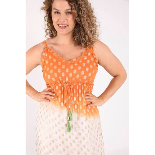 Paprika Meerkleurig Viscose Midi Jurk met Print - Plus Size