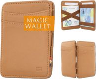 Hunterson Magic Wallet Cognac Leder RFID Kaarthouder Portemonnee voor Heren en Dames