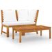 vidaXL Loungeset 3-delig avec coussins couleur crème acacia massif