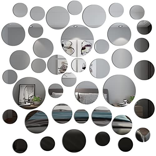 TAIANJI 40 stuks ronde spiegelbladen voor muren - flexibele acryl spiegel stickers