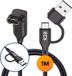 R2B Câble de recharge compatible avec Garmin Montre - USB-A & USB-C - Nylon tressé 1 mètre - Forme en L Angle de 90 degrés - Noir