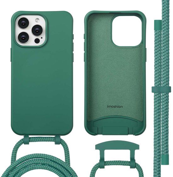imoshion Hoesje - Geschikt voor iPhone 15 Pro Max - Color Backcover met afneembaar koord geschikt voor MagSafe - Donkergroen