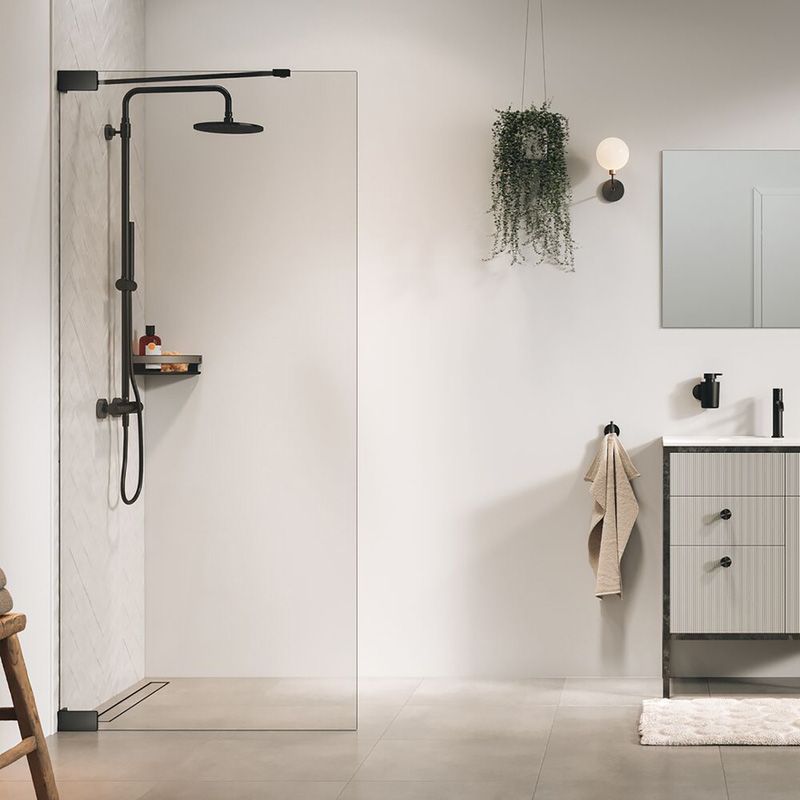 Sealskin Pure Inloopdouche Type A3 - 90x200 cm - 8 mm Helder Veiligheidsglas - Geborsteld Gunmetal Grijs