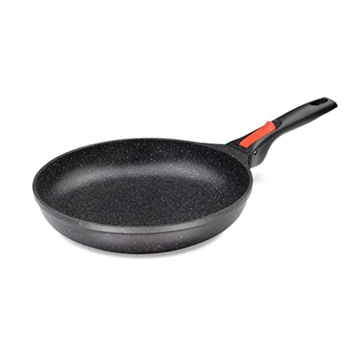 Linnuo Gietijzeren pan 28 cm afneembaar handvat, antiaanbaklaag, inductie en alle fornuizen, ovenvast, braadpan 28 cm hoge rand, frituurpan