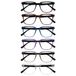 OPULIZE LEO Leesbril - 6-Pack - Groot Rechthoekig Montuur - Zwart, Bruin, Blauw, Paars, Grijs, Transparant - Heren Dames - Veerscharnieren - RRRRRR55-12357C - +1.50