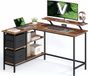 Vasagle bureau en coin, 135 x 105 cm, avec support moniteur, bureau d'angle, marron vintage