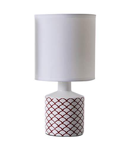 LUSSIOL Nachttafellamp Gisele, decoratieve lamp, keramiek, 40 W, bordeaux, Ø 14 x H 29 cm