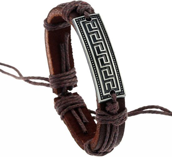 Fako Bijoux Armband Leder Plate Egypte Bruin