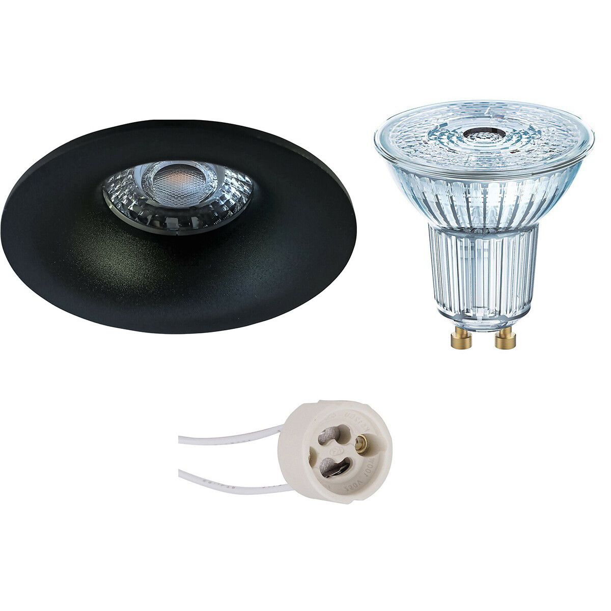 Osram PAR16 LED Spot Set - GU10 - Dimbaar - Mat Zwart - 4000K - Ø82mm