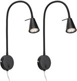 B.K.Licht BRILONER Tuso - Set van 2 Wandlampen - bedlampen - incl. warm wit licht 3.000 K - GU10 - zwart- metaal